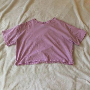 Forever 21 Cotton Boxy Tee Crop Top Pink / Lilac Size Small
